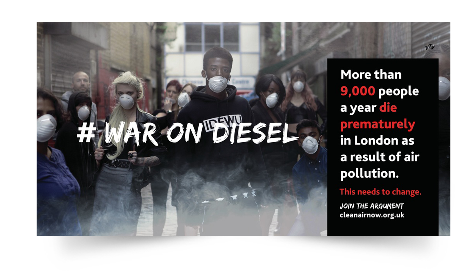 Billboard from the campaign using controversial hashtag | (by cleanairnow.org.uk)