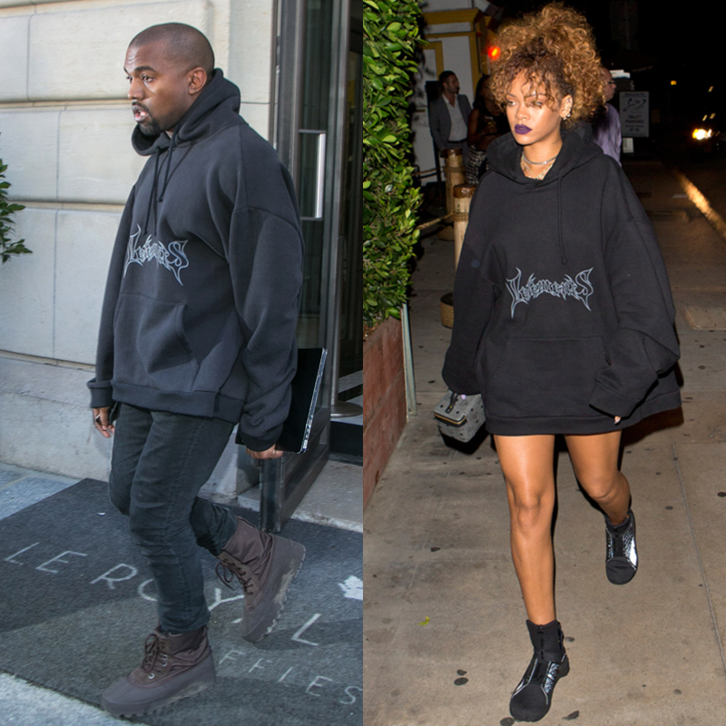 Kanye West and Rihanna wearing Vetements hoodie. Credit: Vogue.com
