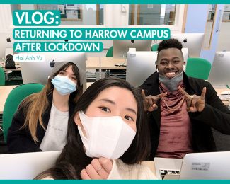 Returning to Harrow Campus_International Student Blog_Hai Anh Vu_featured image_Hai Anh with classmates in Harrow campus