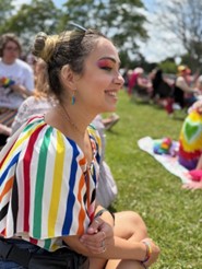 Young women at Torquay Pride with LGBTQ+ Empowerment Programme students 2025
