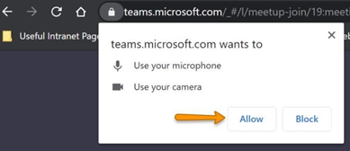 Teams camera and mic permissions
