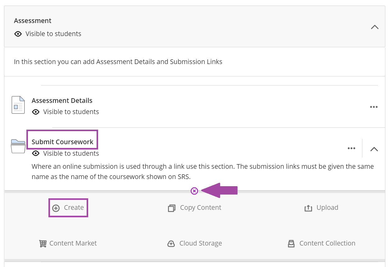 blackboard create assignment submission