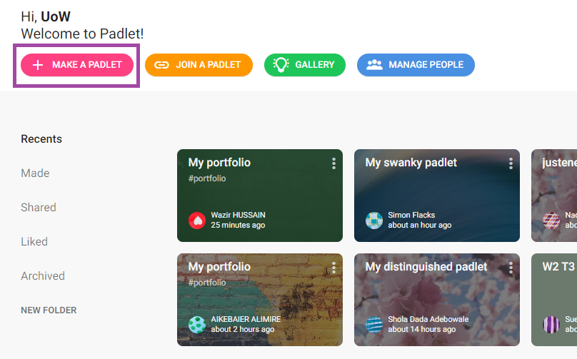 Padlet sign up