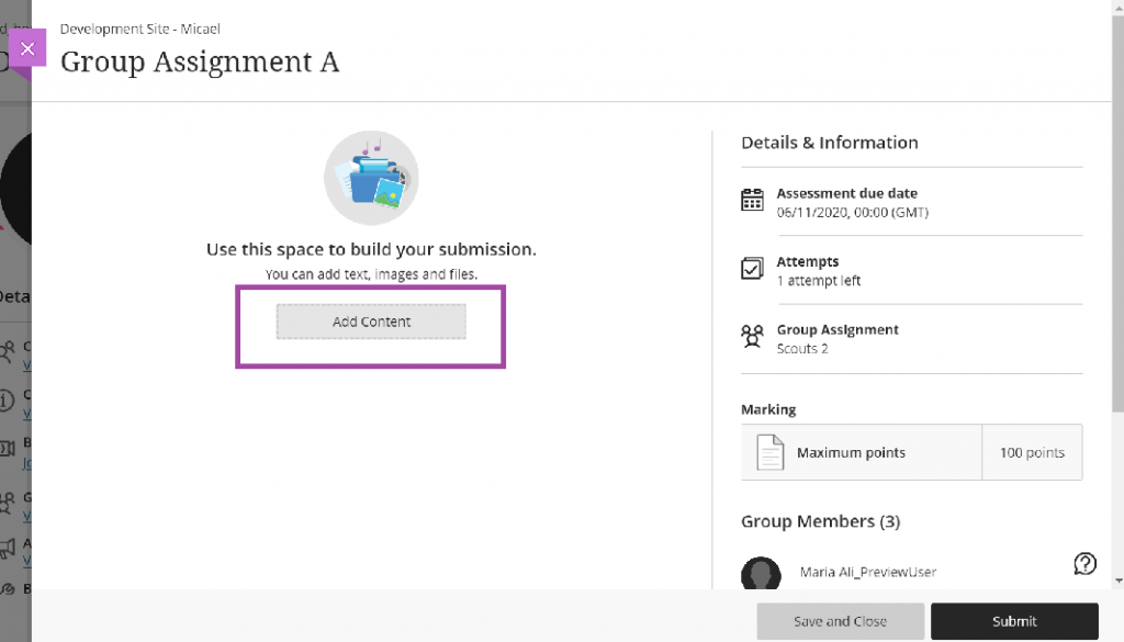 how to submit a group assignment on blackboard