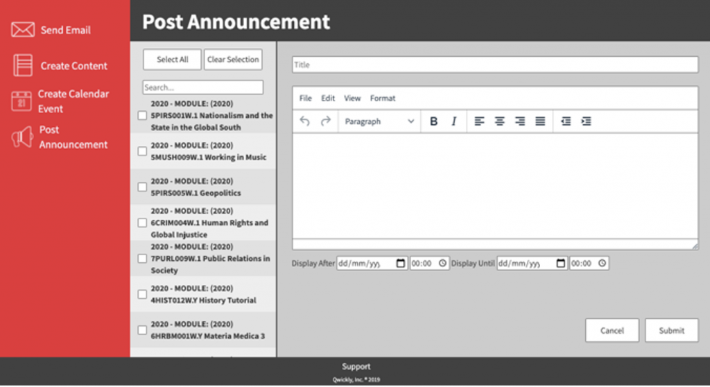 post announcements