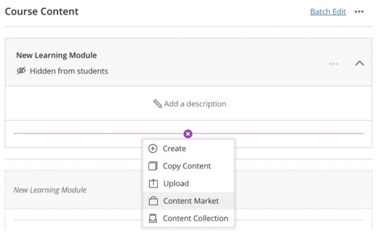 Adding a Turnitin Assignment through Content Market