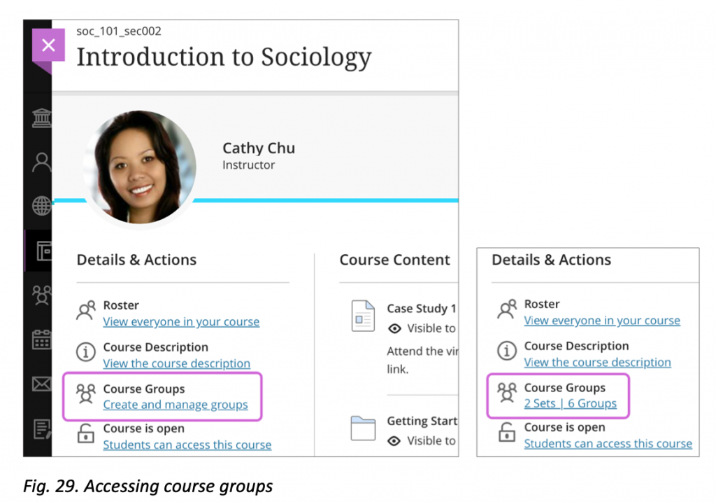 Accessing course groups