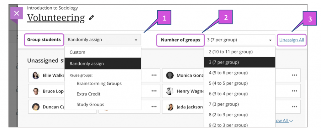 Randomly assigning a group