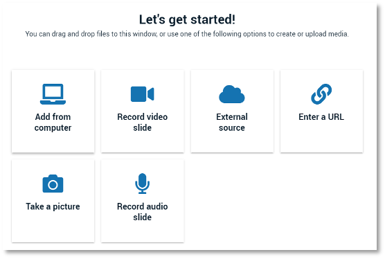 The image is showing the various options to add content