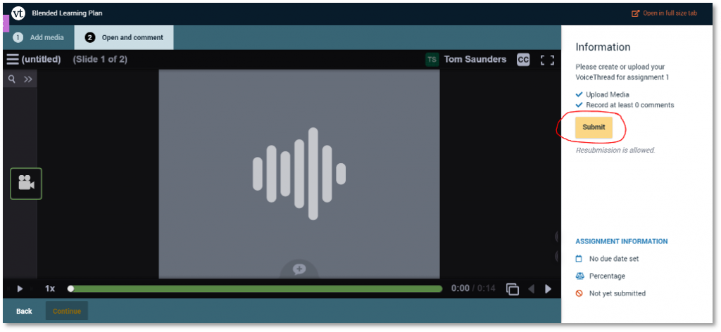 Submit the VoiceThread