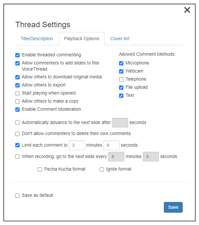 Thread settings