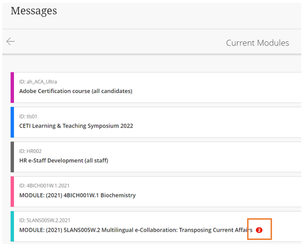 Unread Messages indicator for Courses and Organizations