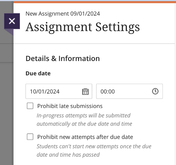 Assignment settings