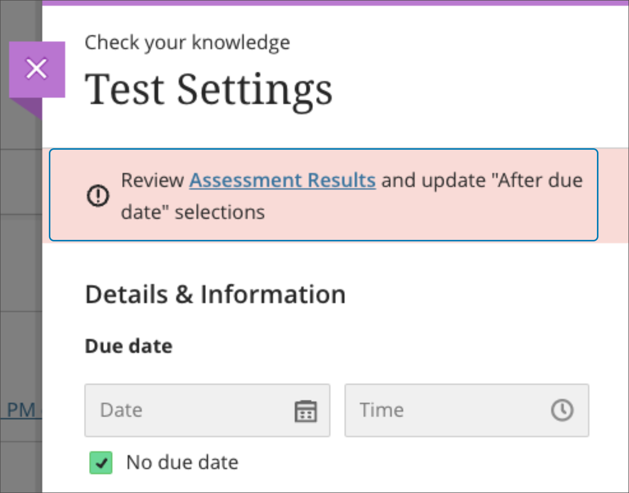 No Due Date assessment option 2