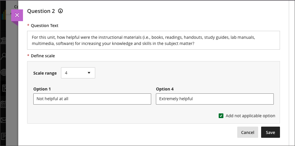 Likert answer options expanded to include 4 and 6