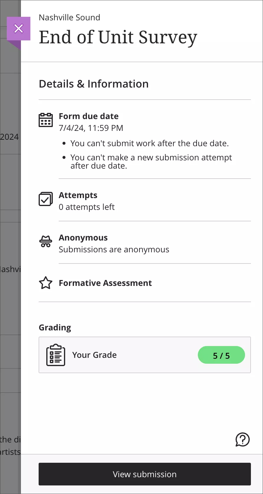 Anonymous student responses for Forms 2