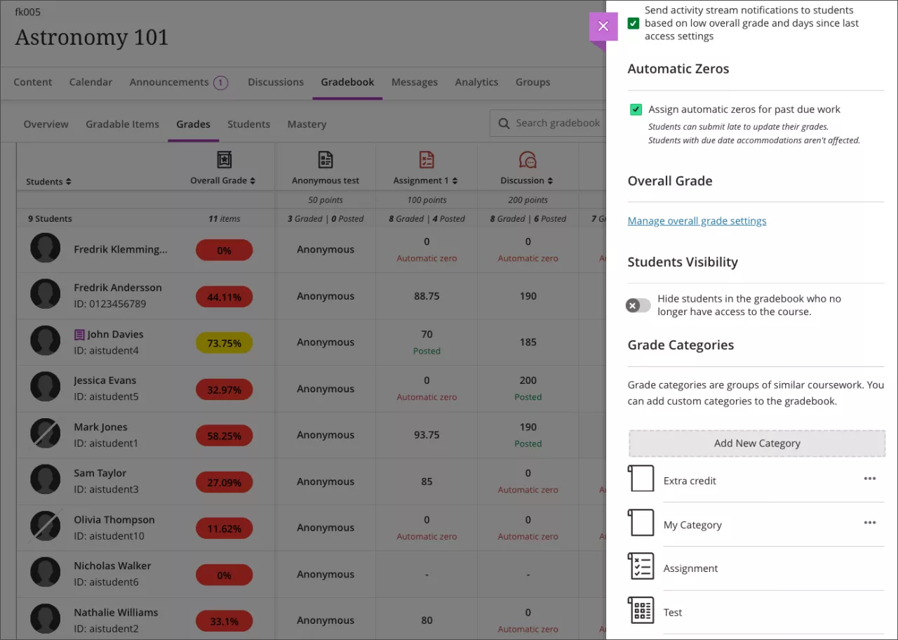 Hide unenrolled students from the gradebook