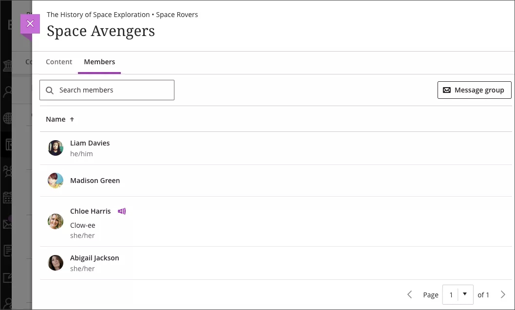 Send a message to a group from Group Spaces