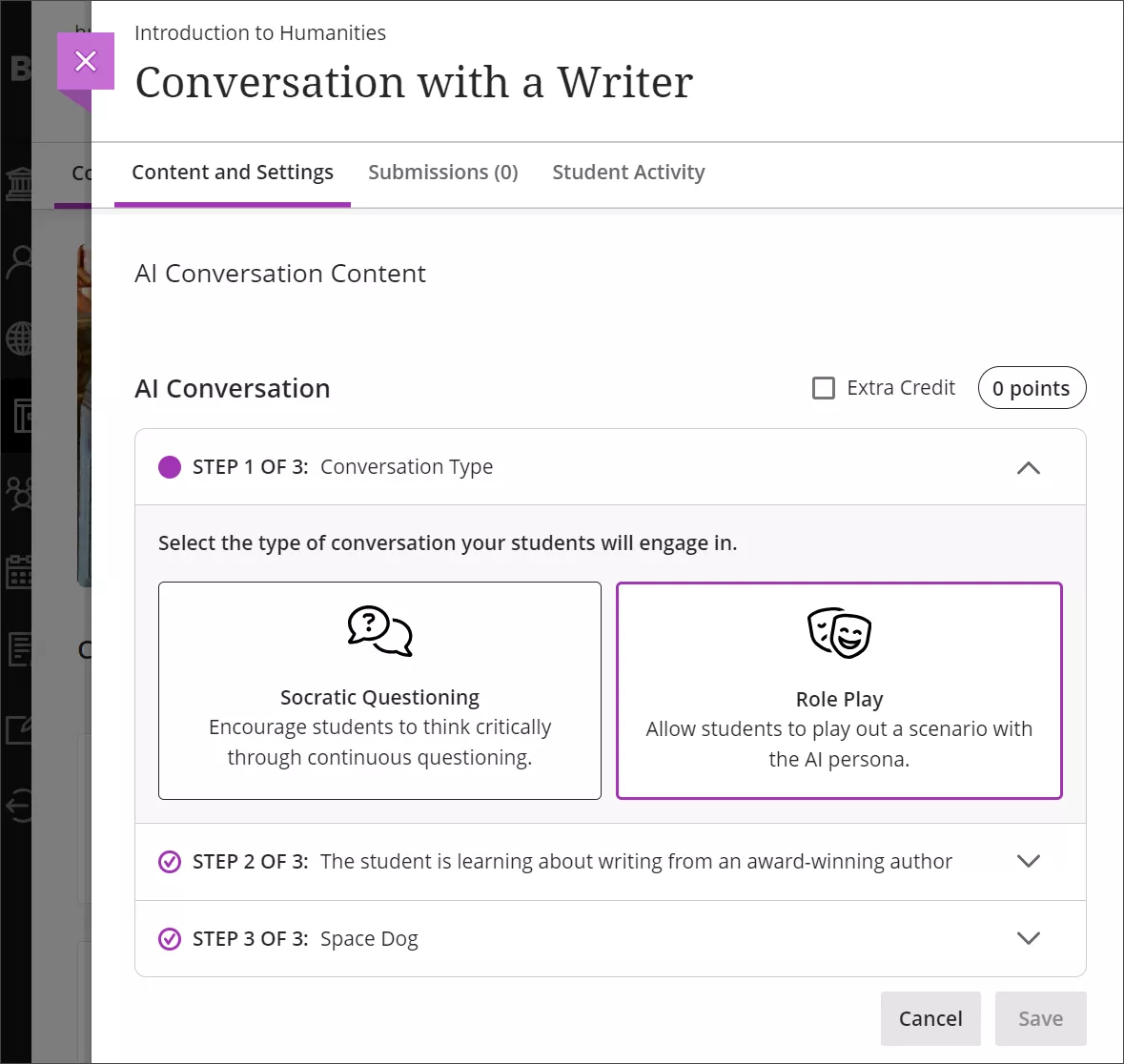 Role play option for AI Conversations 1