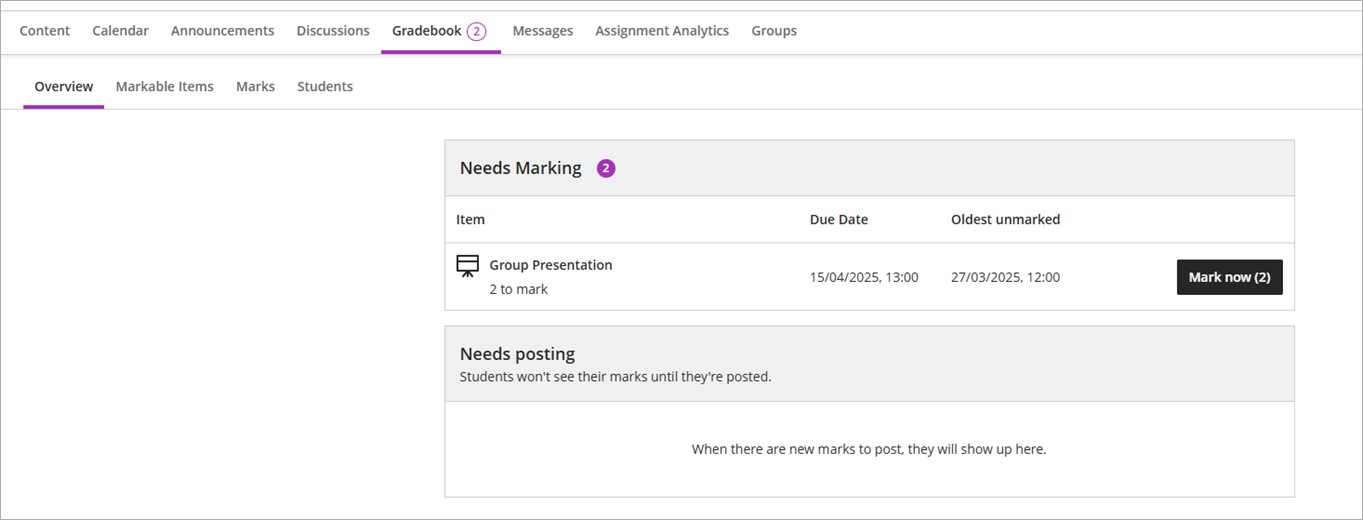 Marking BlackBoard Assignment - Access Submission Link