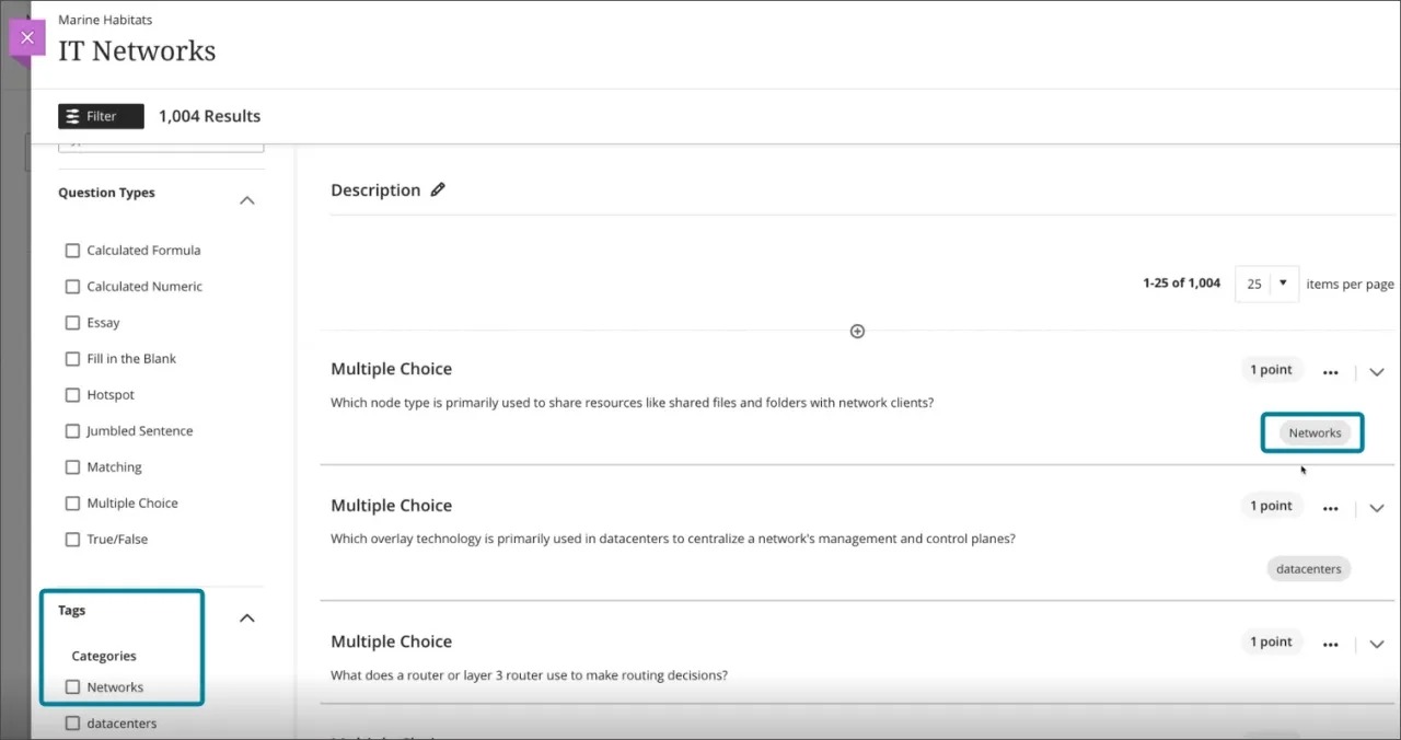 Tag questions with metadata in tests and question banks 2