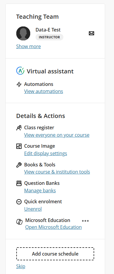 Screenshot of the Automations section on the Blackboard Course Content page