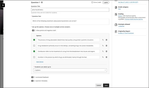 Enhanced multiple choice and multiple answer workflow 1