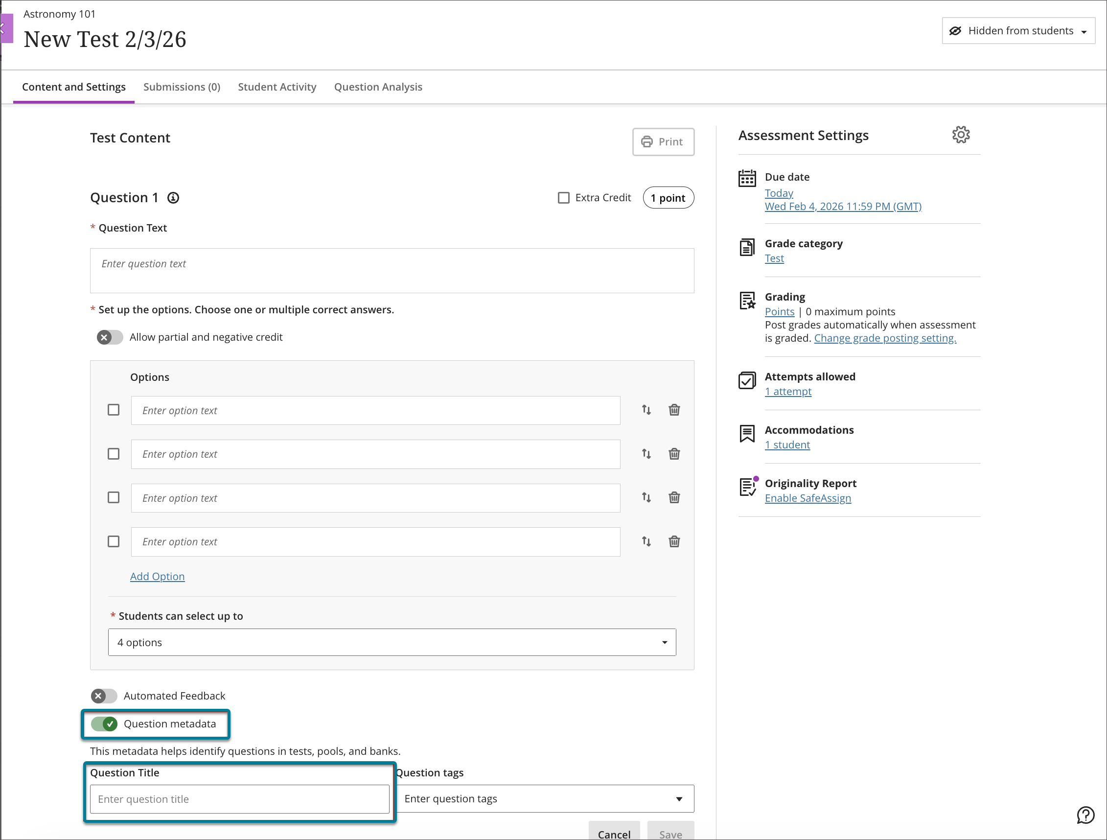 Question Title field relocated 2
