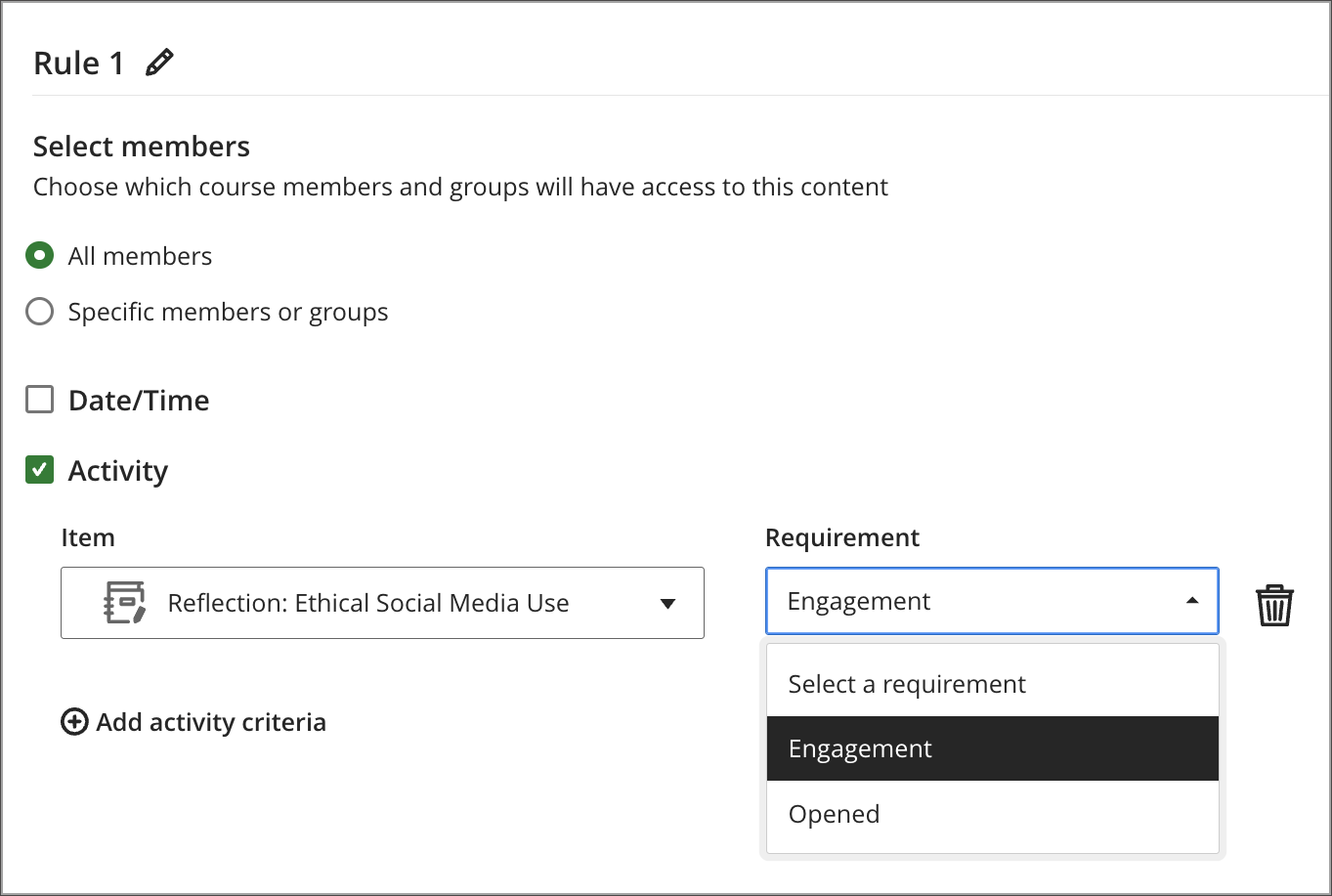 Set release conditions based on journal submissions