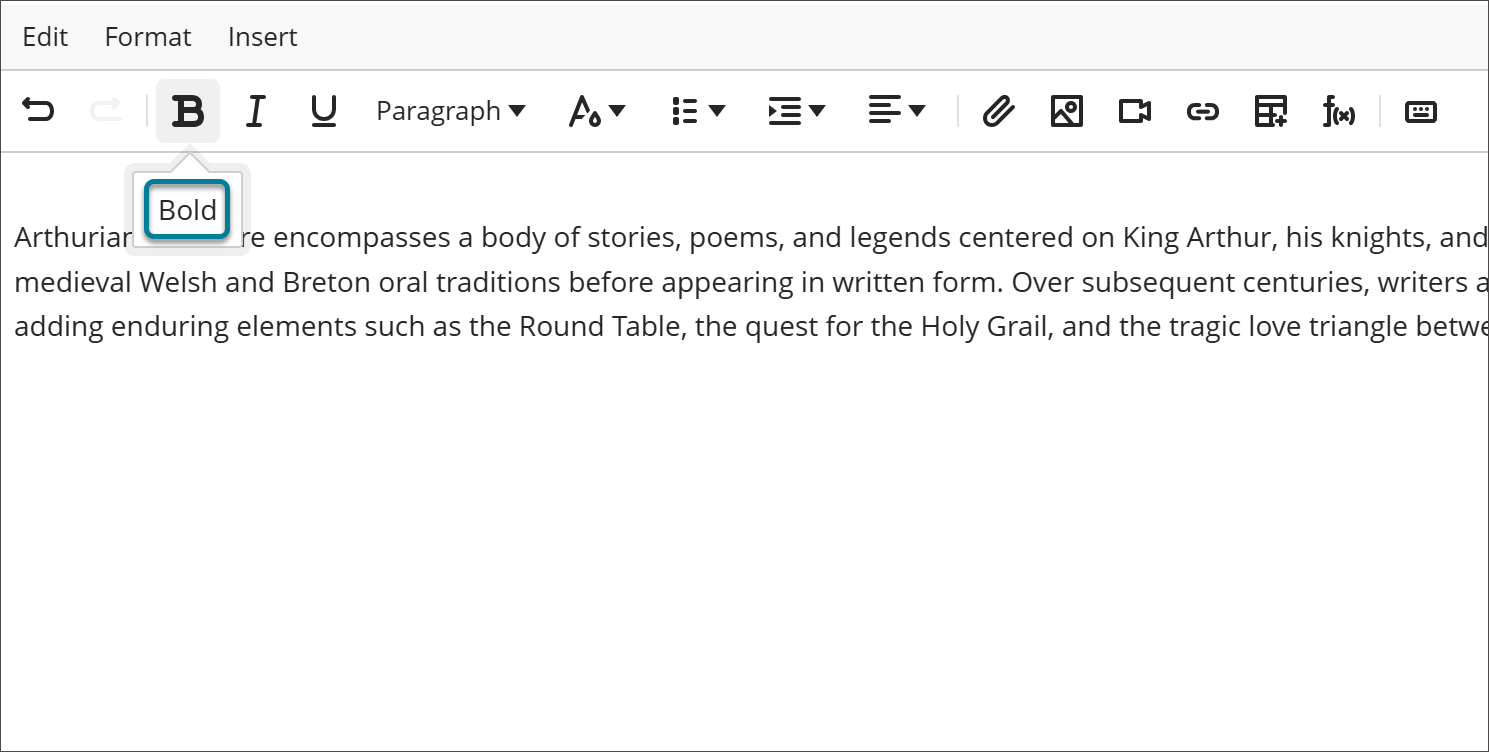 Improvements to the beta Content Editor in Blackboard Documents 5