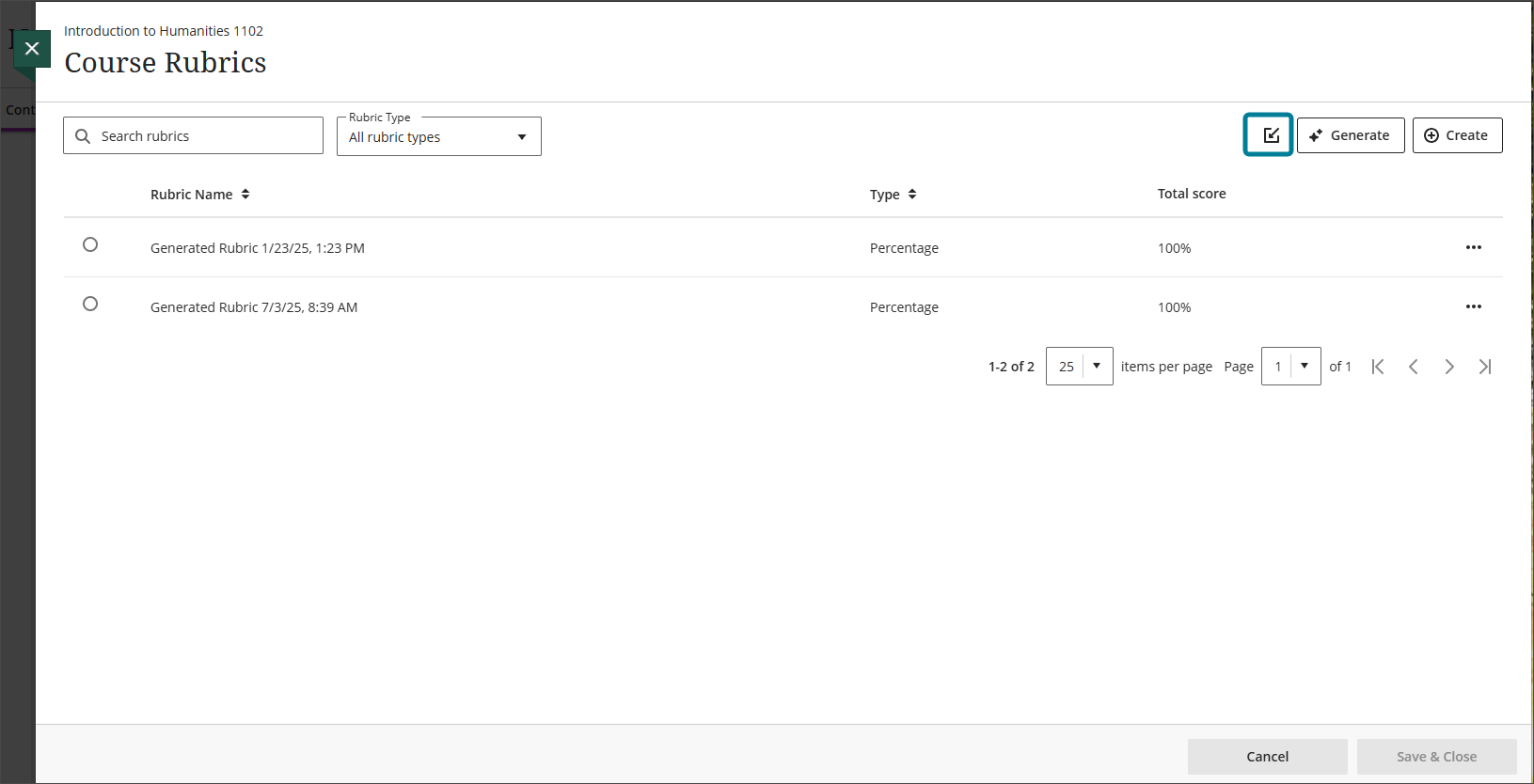 Export and import rubrics 2