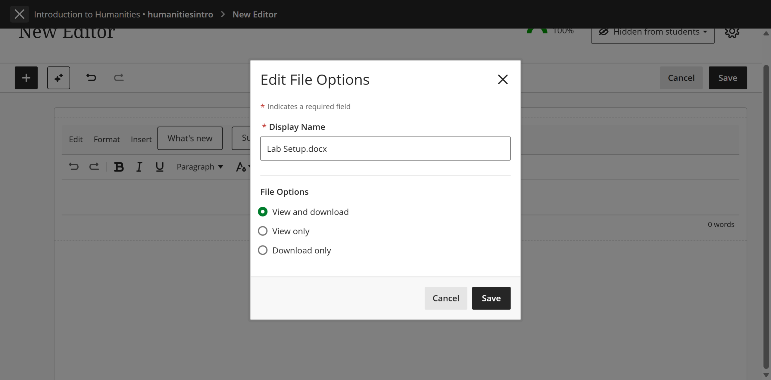 Improvements to the beta Content Editor in Blackboard Documents 3