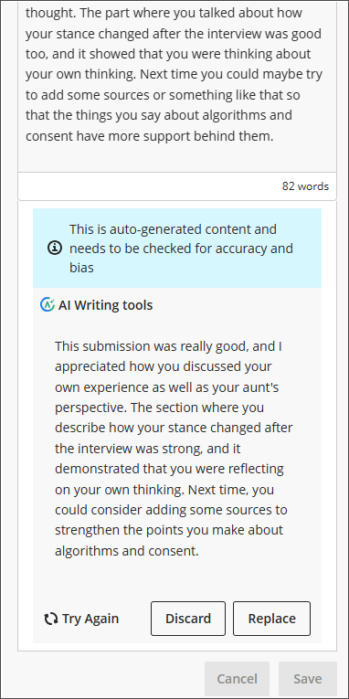 Use AI Writing Tools in overall feedback 2