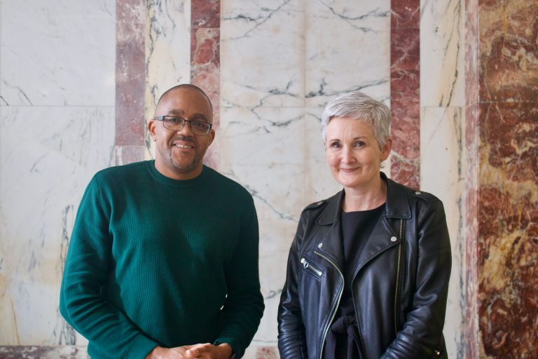 Professor Kehinde Andrews and Professor Leigh Wilson, Director, Graduate School. Picture taken by Megan Carnrite.