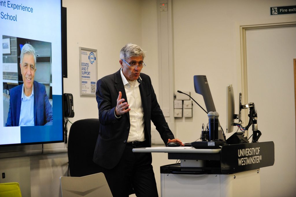 The Head of Westminster Business School giving speech in the conference.