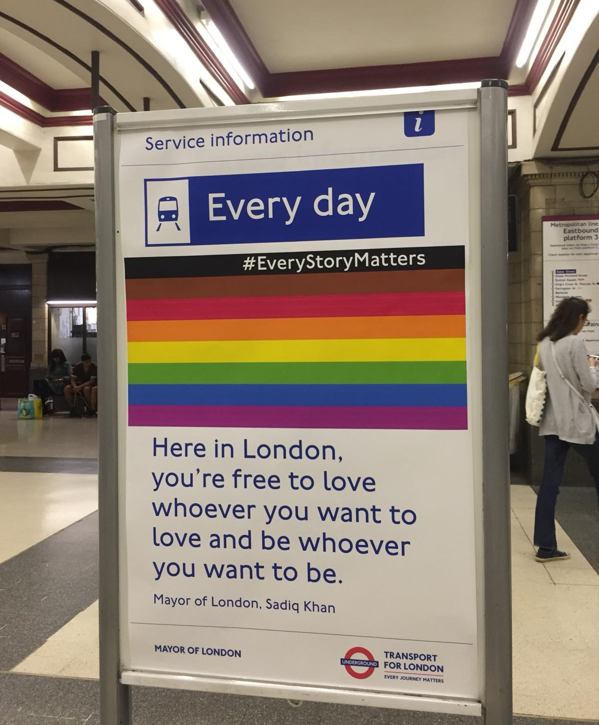 Pride in London - International Student Blogger, Rachel West - Pride on London Underground Sign