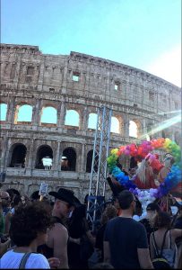 Pride in London - International Student Blogger, Rachel West - Pride outside Rome's Colosseum