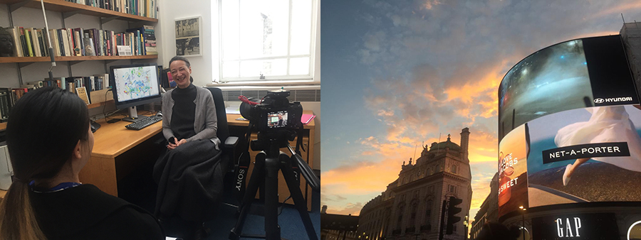 Work Experience Interview with international student, Doris - International Student Blogger - interview filming and Piccadilly Circus sunset