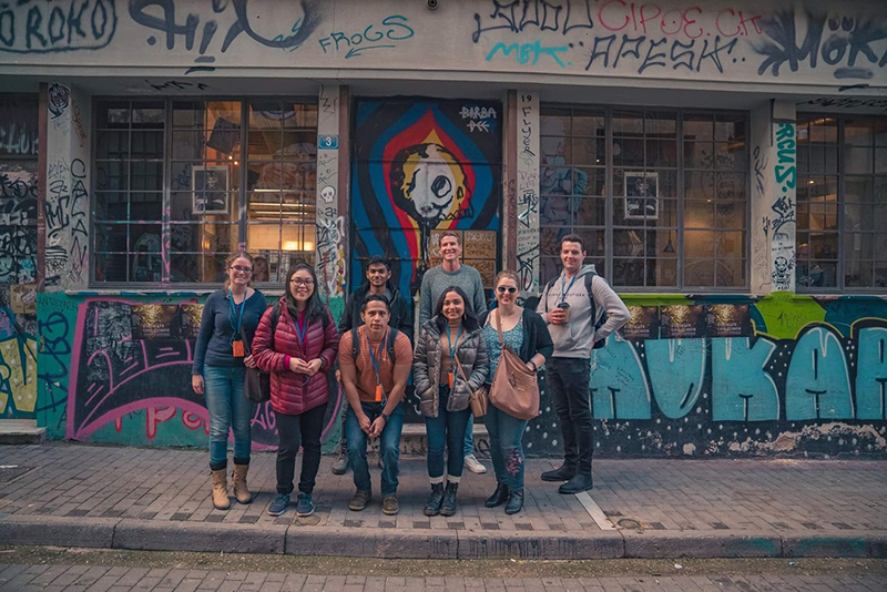 Visiting Greece in the Middle of Winter - International Student Blogger, Rocio Celeste Mejia Avila - Celeste with friends in Athens graffiti street scene