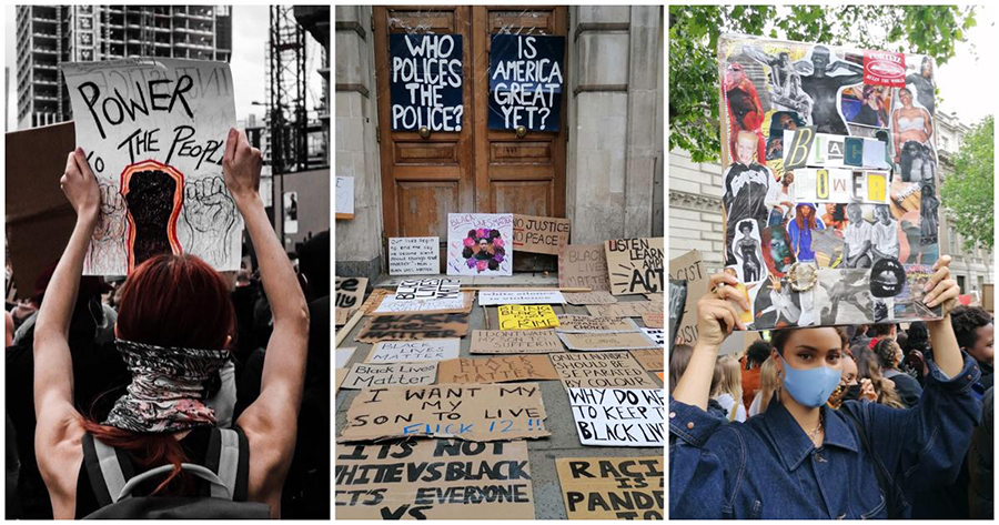 Black Lives Matter - Three Ways to Support_International Student Blogger, Salome Mamasakhlisi_threeway split screen with different protests in London