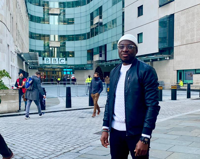 Working as a Student in London_International Student Blogger,_Samuel Erekaife_Samuel outside the BBC studios in London