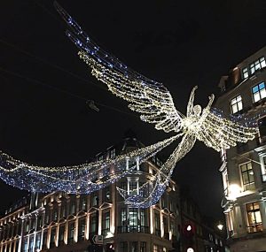 Christmas angel on Regent Street night