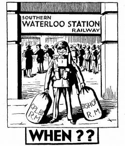 Drawing of a soldier at Waterloo Station