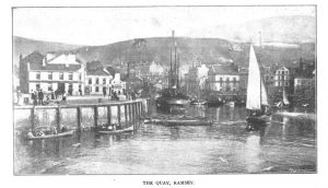 Black and white photo of a harbour