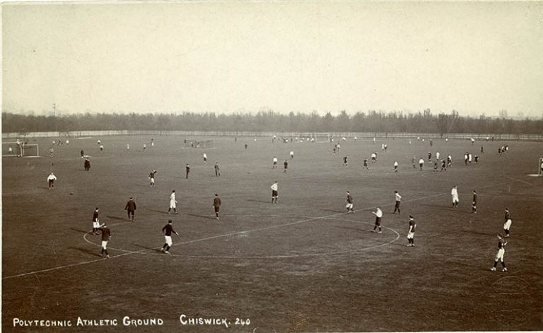 Black and white photograh of football matches