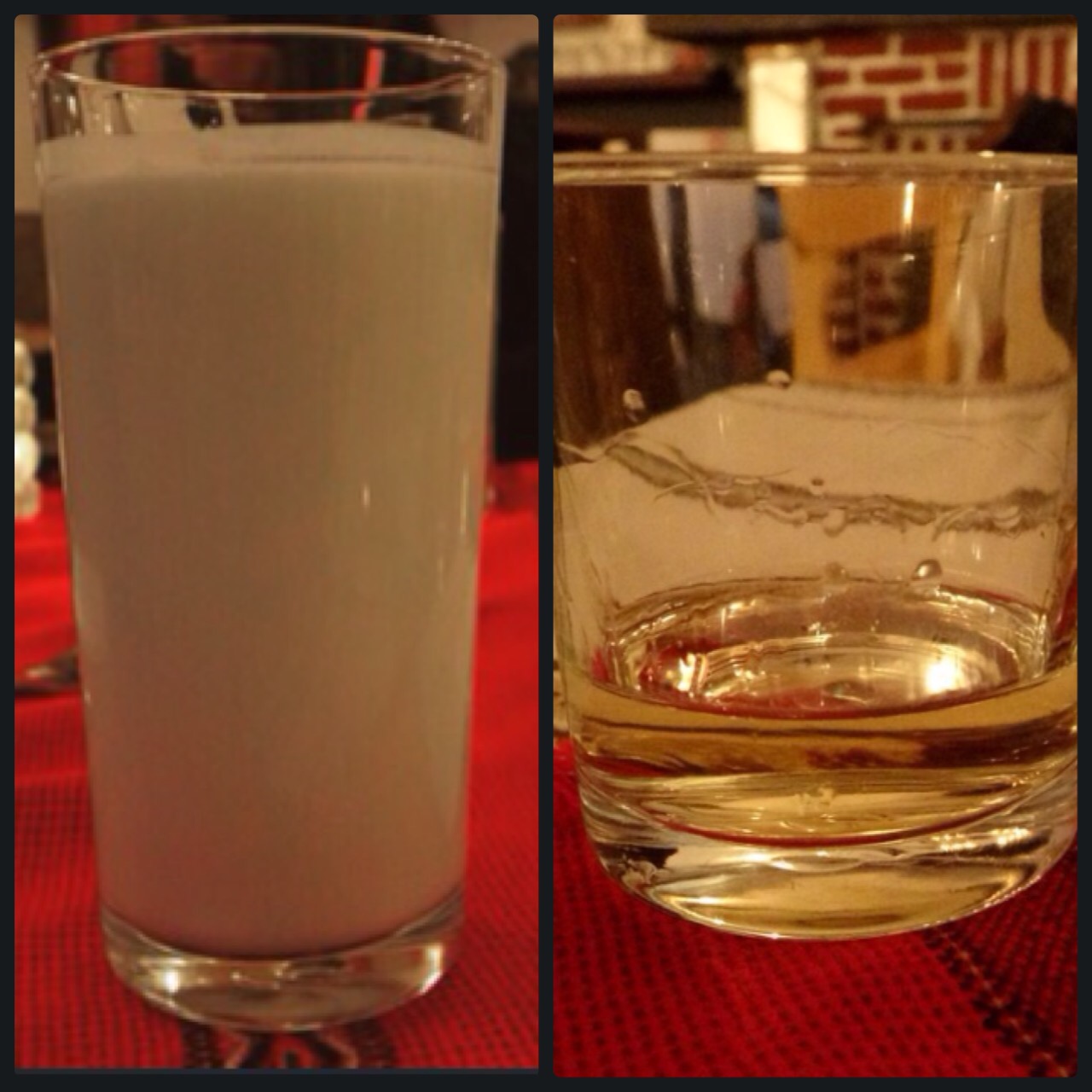 Left: Ayran is a cold beverage made from yogurt and a pinch of salt. Right: Rakia is a typical Balkan alcohol made from fruits like plums, apricots, grapes, peaches, and other Credit: Elitsa Grigorova