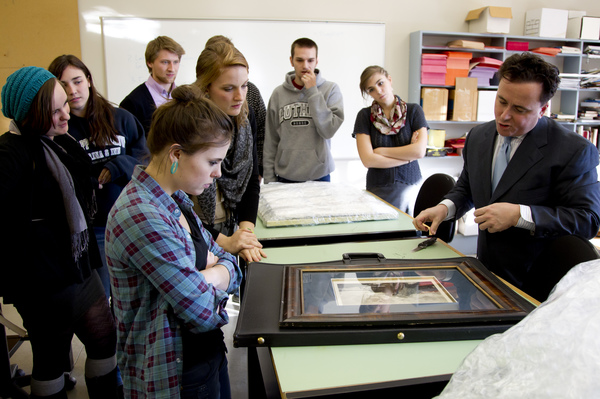 Students studying original artwork | (by Luther College)