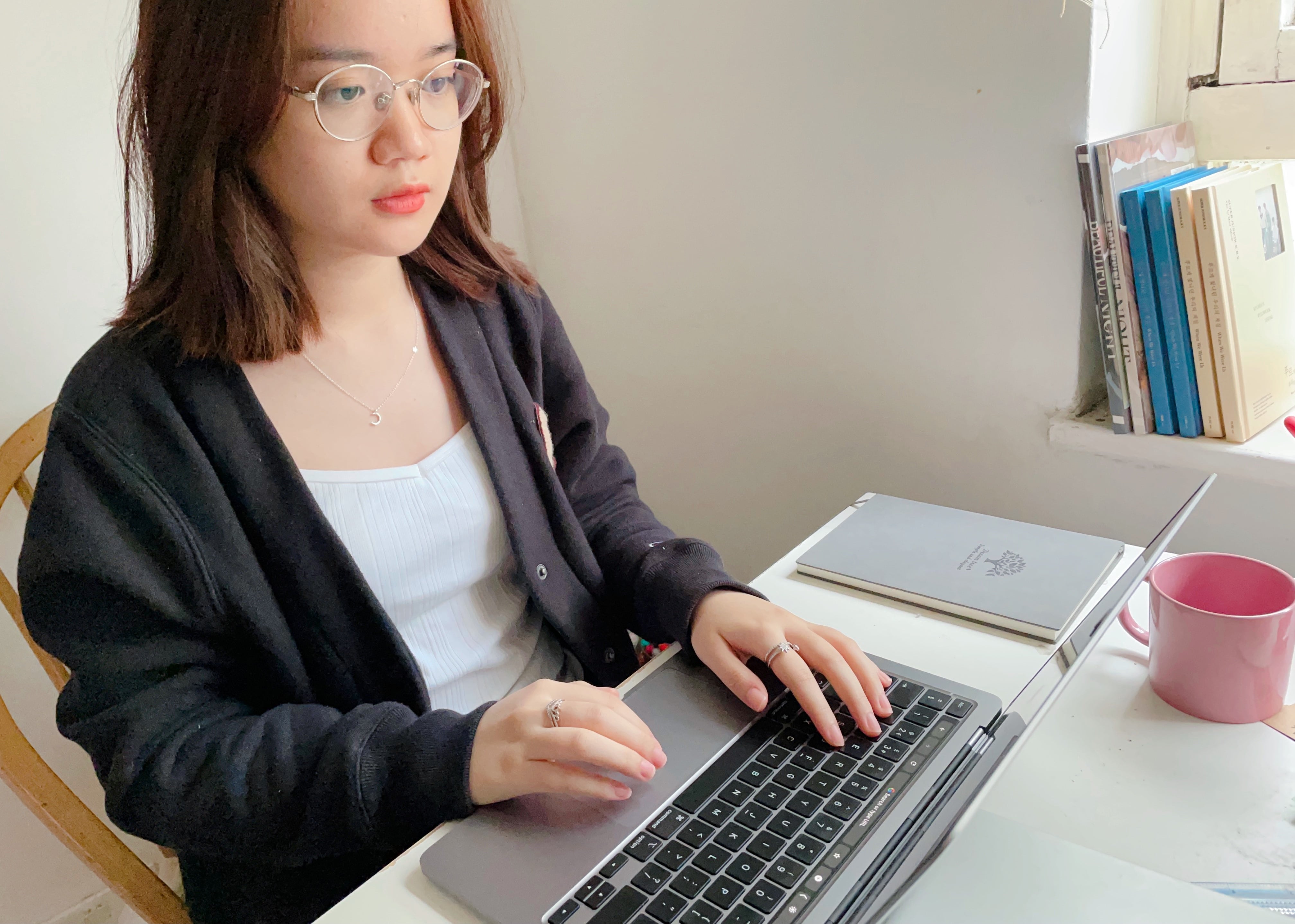 Picture of Judy Bui working from home during work placement year