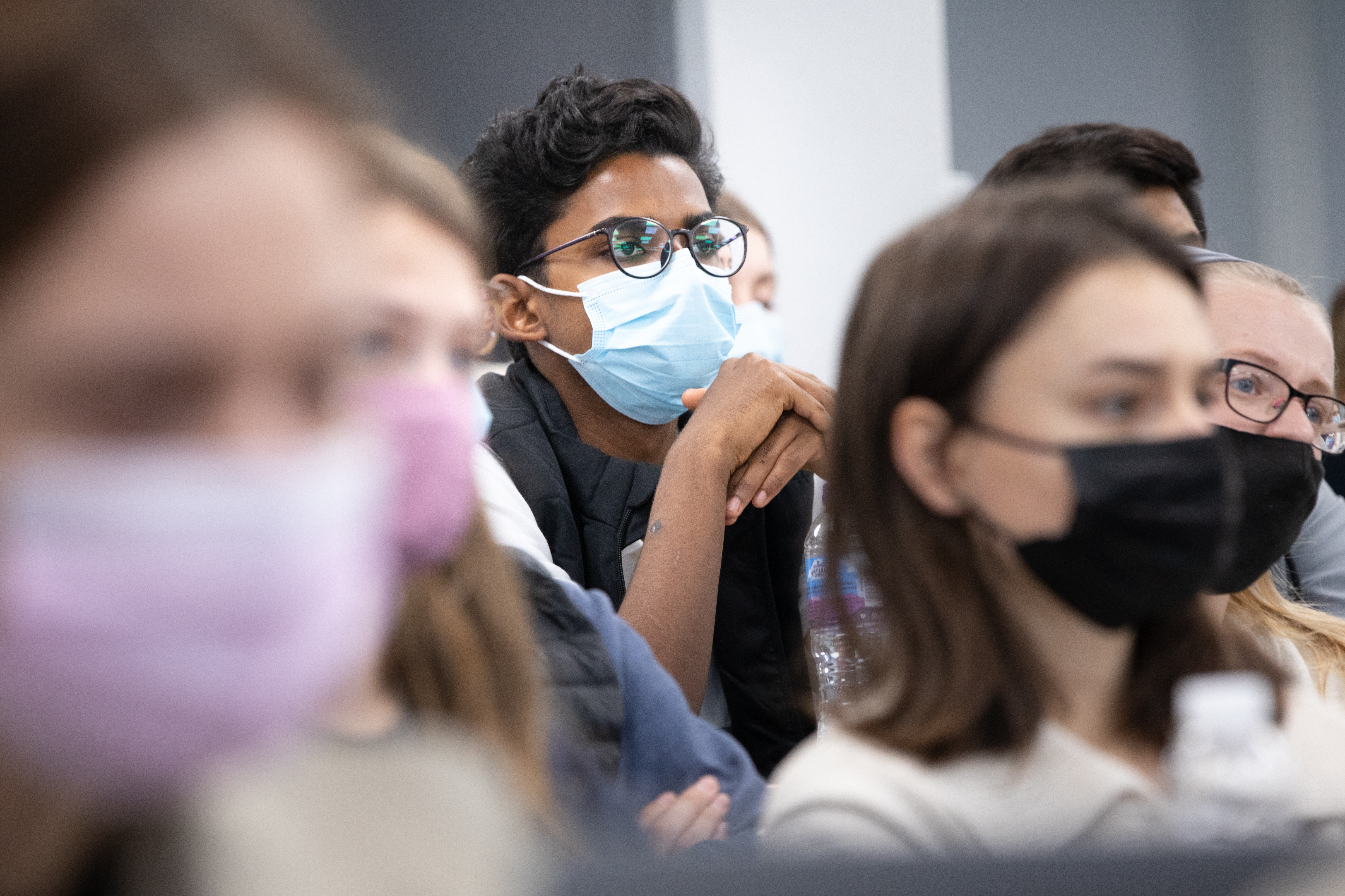 audience wearing facemasks in lecture theatre at Westminster Sustainability Day