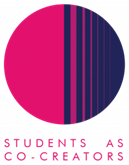 Students As Co-Creators logo, pink and purple colour palette